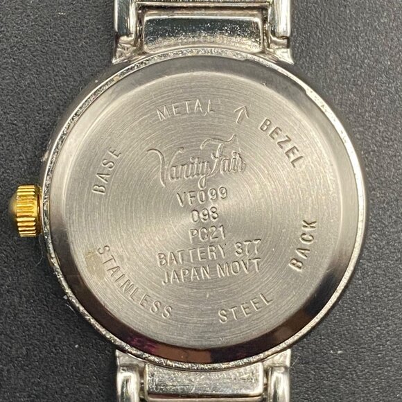 Vanity Fair Quartz Womens Watch Gold Face Crystals Two-Tone Band New Battery - Picture 5 of 6
